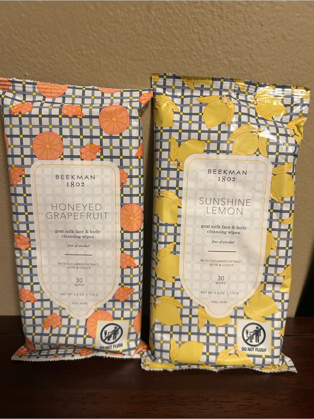 2Pk Beekman 1802 Grapefruit & LemonGoat Milk Face & Body Cleansing 30 Wipes Each